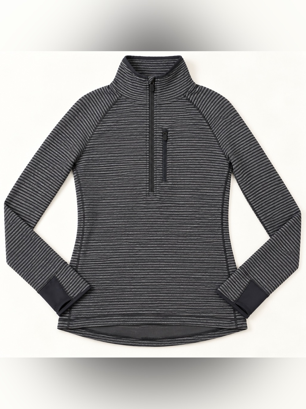 lululemon athletica Charcoal Stripe Quarter-Zip Mock Neck Pullover